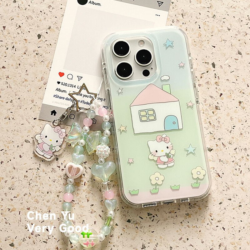 房屋hellokitty星星花朵适用于华为Mate70/60/50pro/40手机壳nova13pro/12/11/10华为P70ultra/60/50白底IMD