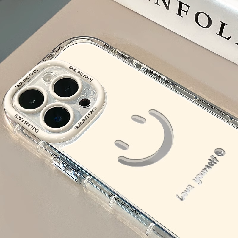 ins简约可爱笑脸镜面适用于oppo reno14Pro手机壳reno13全包/reno8/reno9创意reno7气囊reno6女reno5/4个性