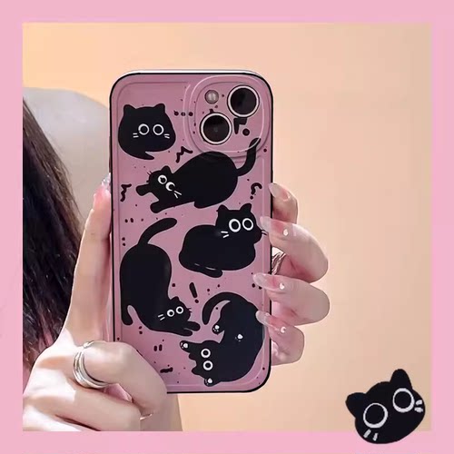日韩ins/可爱黑猫适用于小米15pro手机壳新款cc9全包13spro直边civi2/civi3萌13x青春14ultar小米11/10/9女