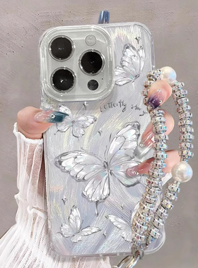 高级感银色蝴蝶适用于真我gt大师探索手机壳realme11/gtneo5创意neo3全包v30/GT7pro女v23/10pro羽毛IMD