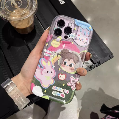 彩虹女孩涂鸦油画风适用于oppo a3/1pro/a2x手机壳全包a53/a58创意a93s小众a97/a96新款a1活力气囊女a56个性