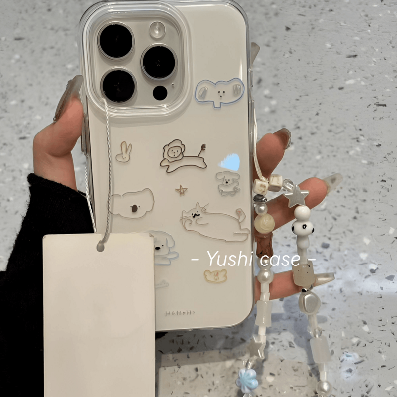 ZKA小众线条小动物适用于苹果17air手机壳iphone16promax/15全包xsmax创意13proxr女12mini小众11pro白底IMD