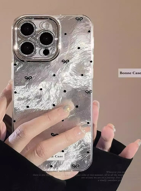 ins高级感银蝴蝶结适用于oppo reno13Pro/12/10手机壳r17透明reno9小众r11全包reno8/7女ace2个性4se精冰IMD