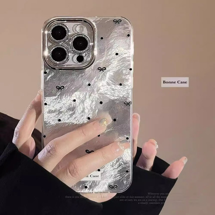 ins高级感银蝴蝶结适用于oppo reno13Pro/12/10手机壳r17透明reno9小众r11全包reno8/7女ace2个性4se精冰IMD