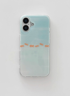 一排金鱼小清新晕染适用于vivo x200promini/x100s手机壳s20/19pro/18/17t/16女neo10/9pros/z10turbo白底IMD