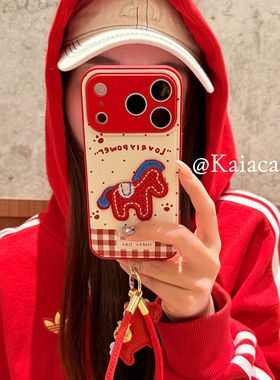 ZKA马年ins红格纹刺绣小马适用于一加ace6手机壳1+15全包1+ace3V创意一加12/11小众保护壳一加ace2PRO气垫