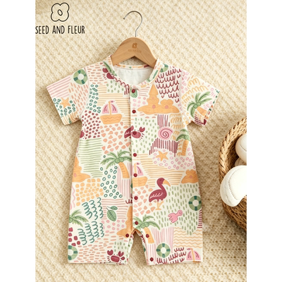 宝宝短袖爬服连体衣服防蚊裤