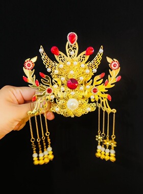 仙家凤冠头冠头戴黑老太太泰山奶奶九尾狐手工合金配件神像头饰