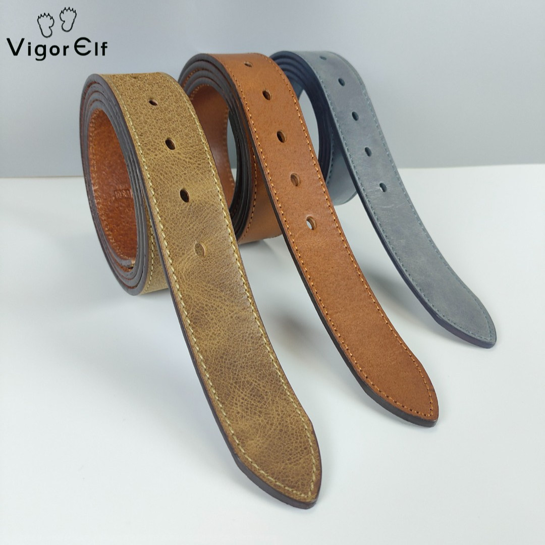 废土风不带头皮带身单卖打孔腰带头层牛皮复古微变百搭替换裤腰带