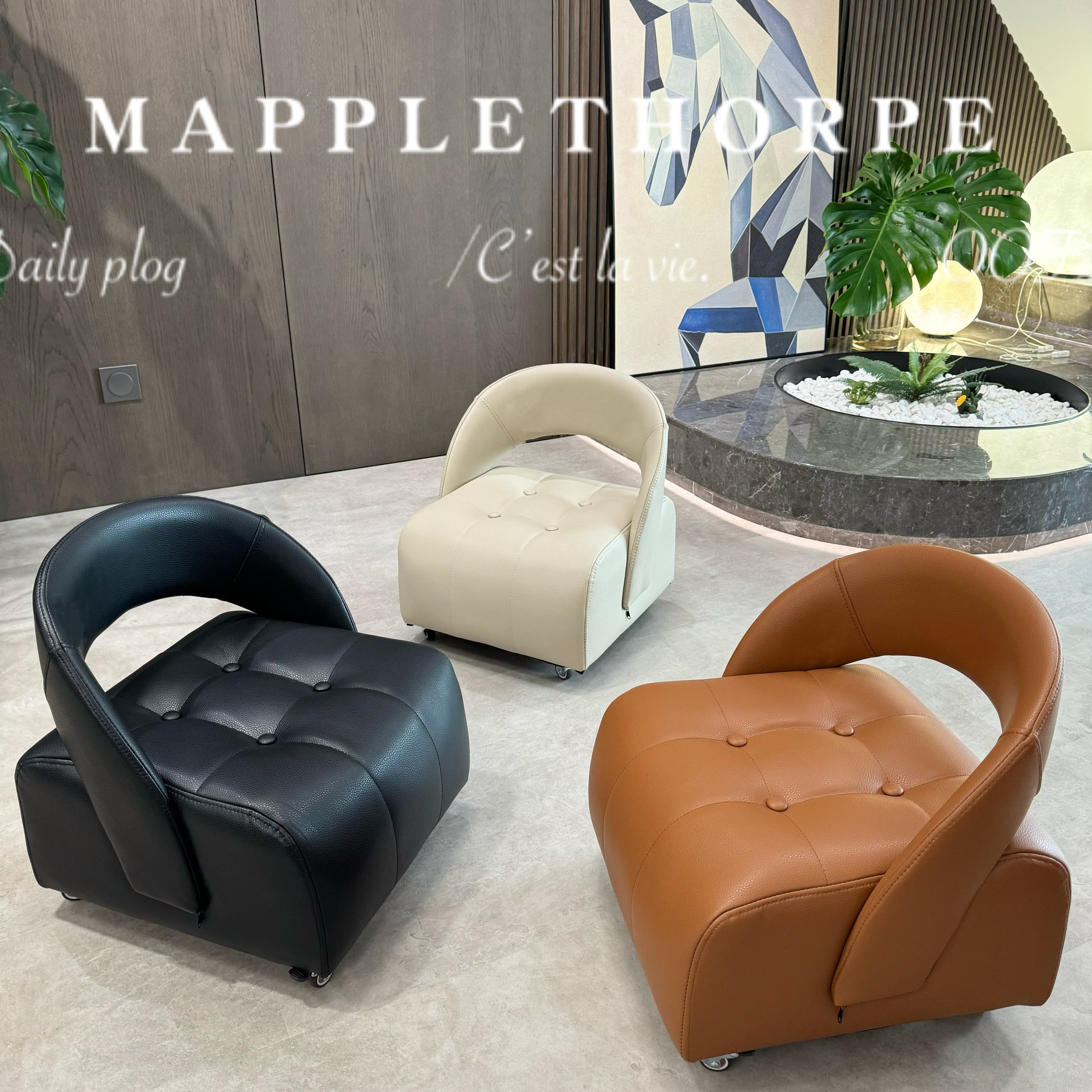 超大号现代轻奢单人沙发椅休闲椅落地沙发凳靠背懒人儿童滑轮凳