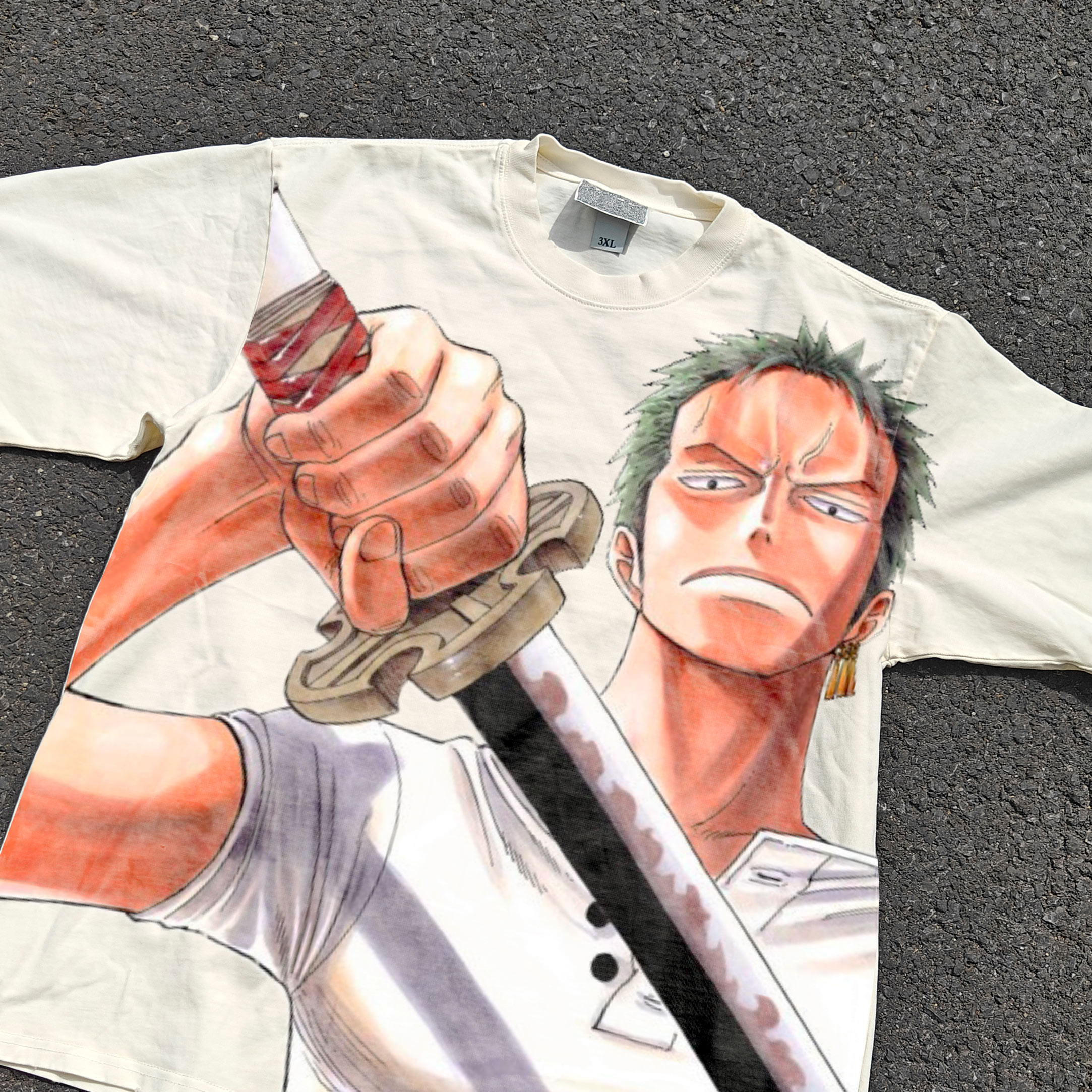 只为快乐 只做喜爱 海贼王ONE PIECE索隆复古漫画印花重磅短袖