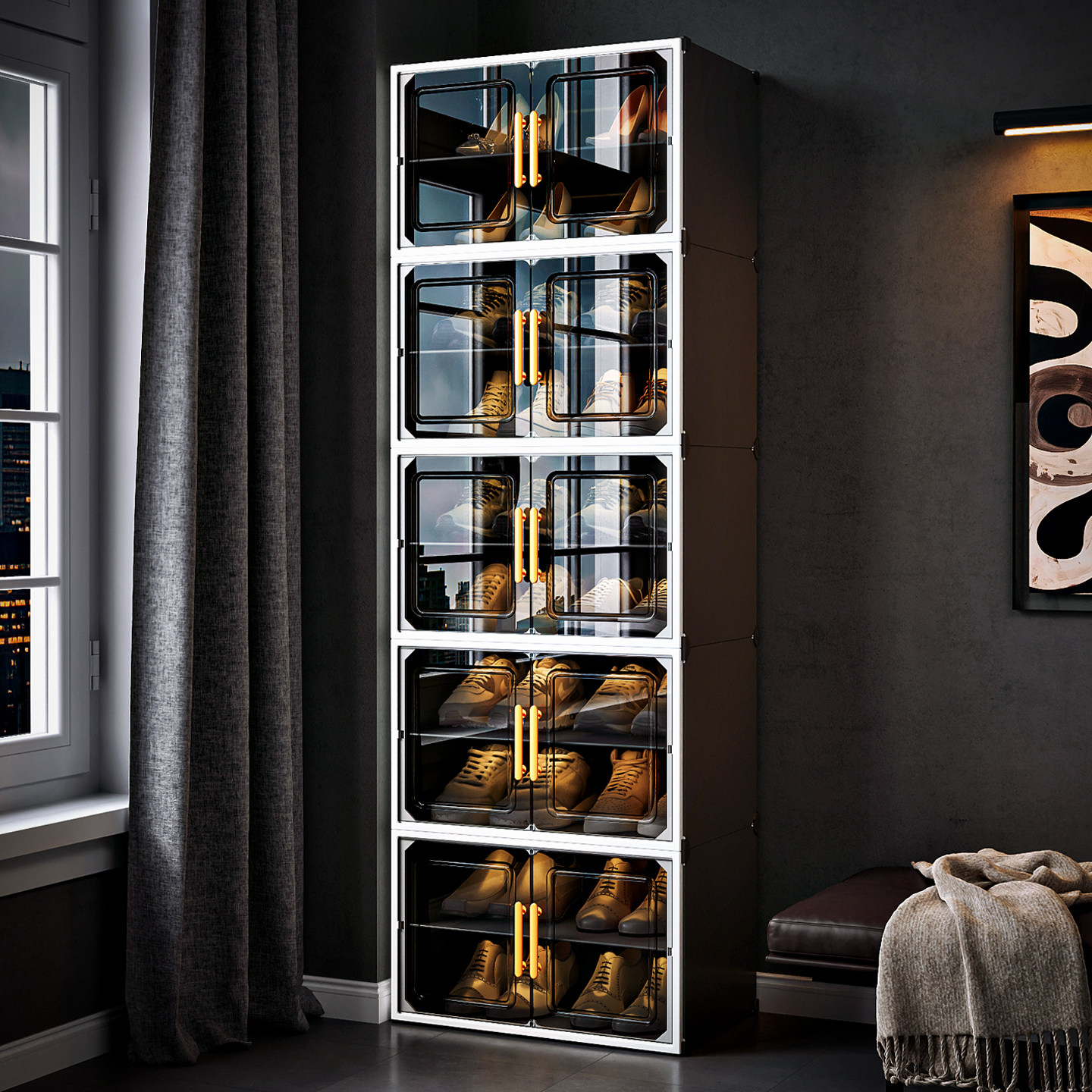 鞋盒收纳盒透明鞋子收纳神器鞋柜塑料收纳柜家用门口一体靠墙鞋架,收纳整理,鞋盒,淘宝优惠券,粉丝福利购,淘宝优惠卷