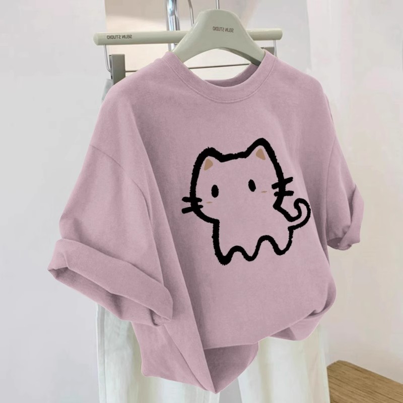 海外订单外贸撤回尾货~2025新款休闲卡通印花纯棉男女短袖T恤上衣