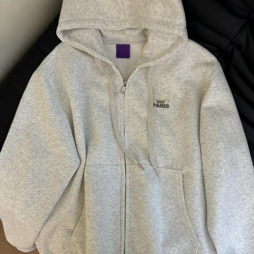 出口外贸大牌尾货清仓捡漏~韩版连帽拉链卫衣男女显瘦高级感外套