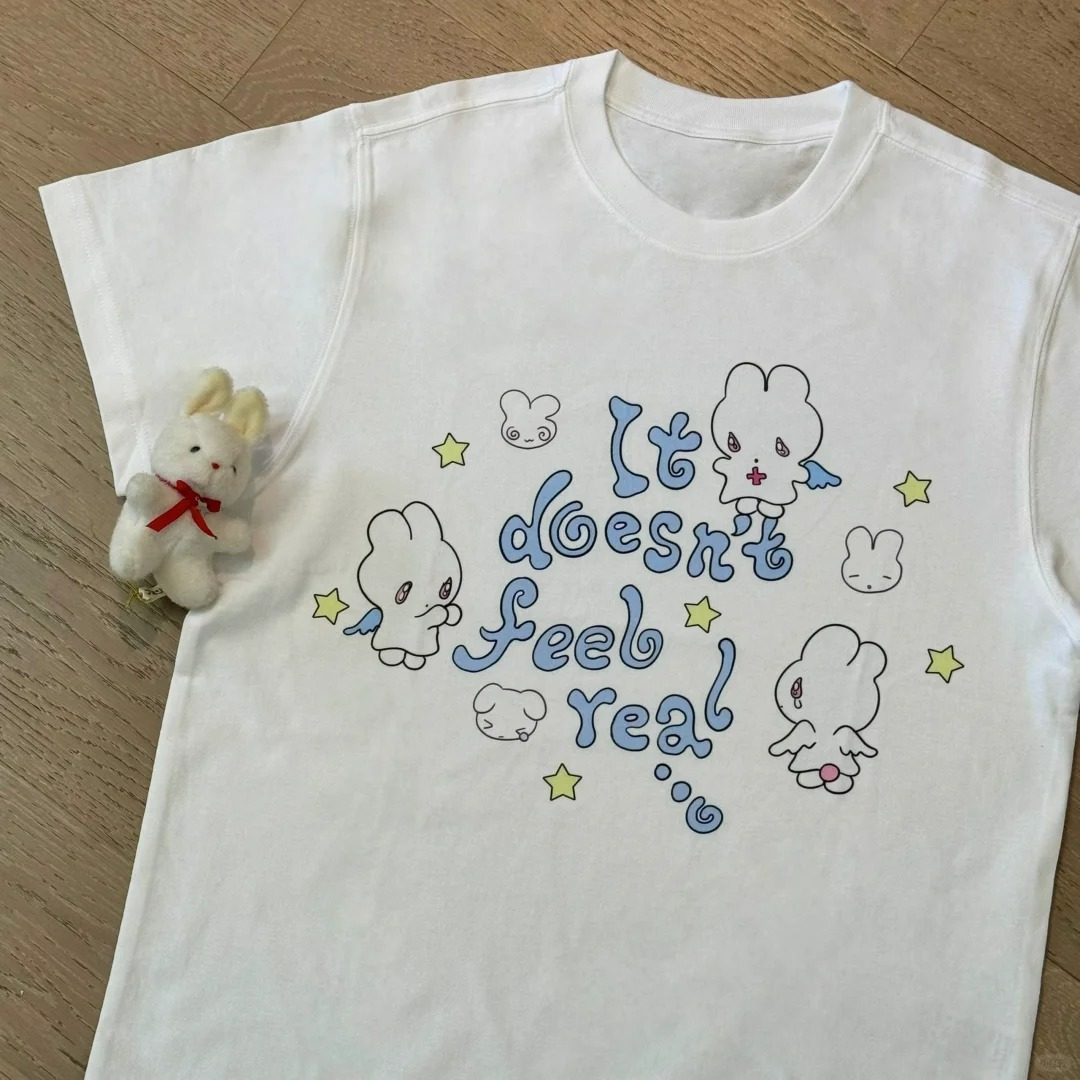 thumbnail for Guangzhou Thirteen Lines Foreign Trade Clearance Leakage ~ American Fun Cartoon Printed Cotton Men's and Women's Short-sleeved T-shirt Tops Tide