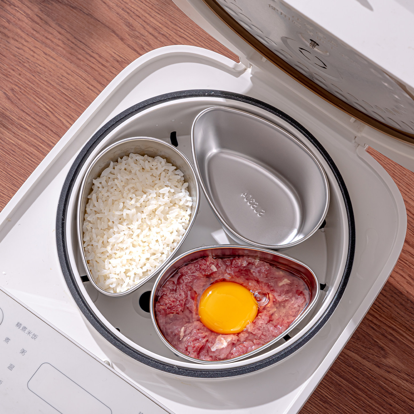 迷你小蒸碗三格辅食蒸盘蒸饭碗图片