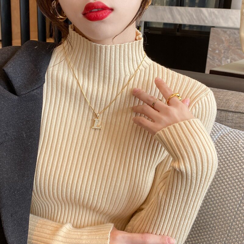 法国cherry kitty半高领毛衣打底衫女秋冬加厚5年内搭白色上衣