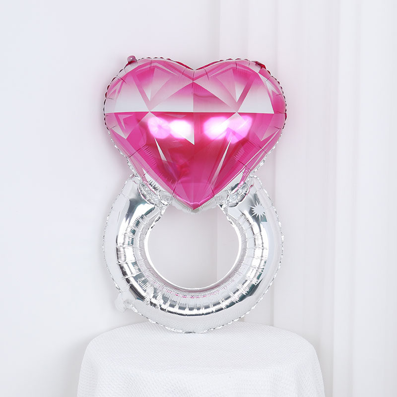 新款爱心戒指钻戒铝膜气球 求婚告白情人节钻石婚庆布置装饰气球