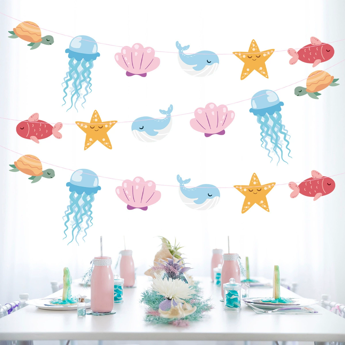 美人鱼纸片串海洋主题拉旗