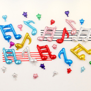 单双音符气球生日周岁百天满月布置幼儿园六一舞台广场音乐会装饰