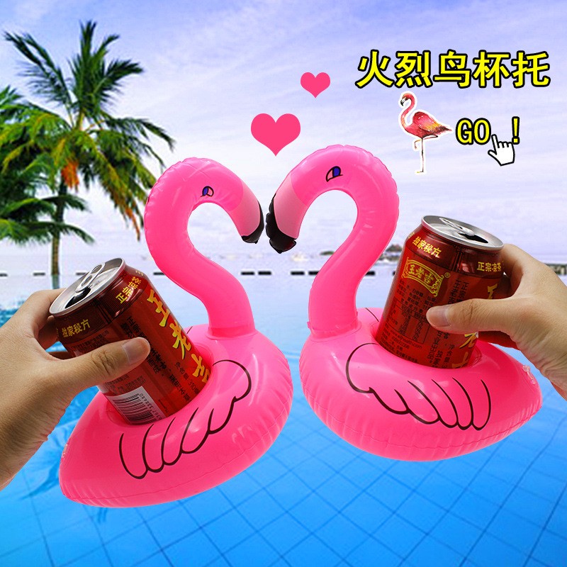 pvc充气杯座火烈鸟甜甜圈柠檬西瓜菠萝螃蟹爱心杯座充气水上杯垫