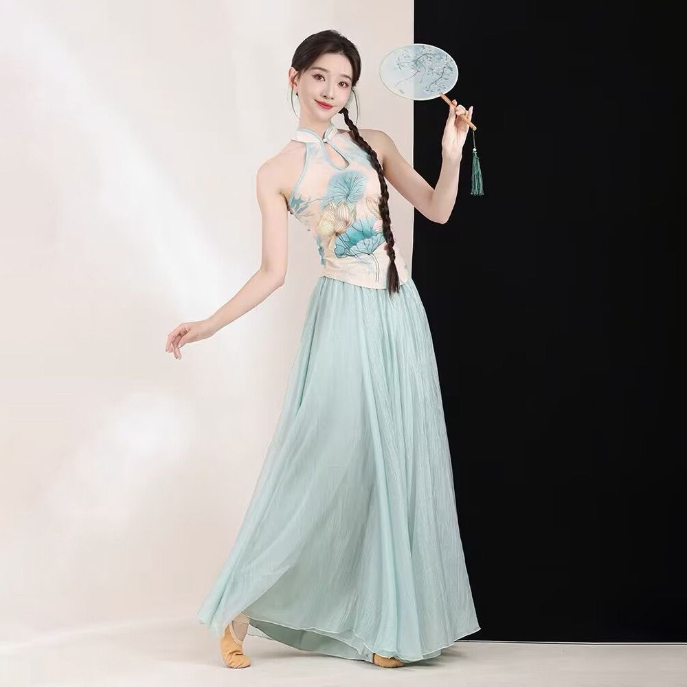 新款超仙古典舞身韵印花舞蹈服
