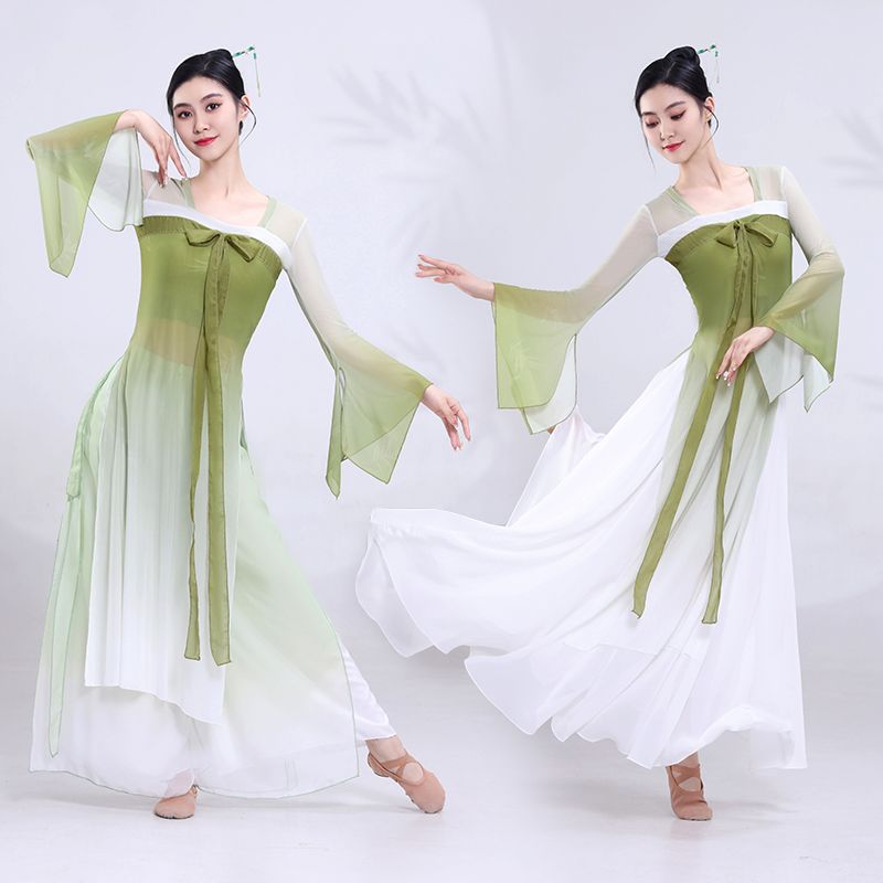 古典舞服装渐变色齐胸襦裙练功服