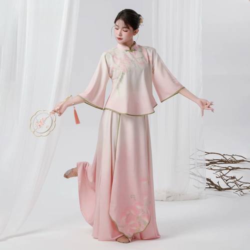 新款国风印花旗袍古典舞舞蹈服