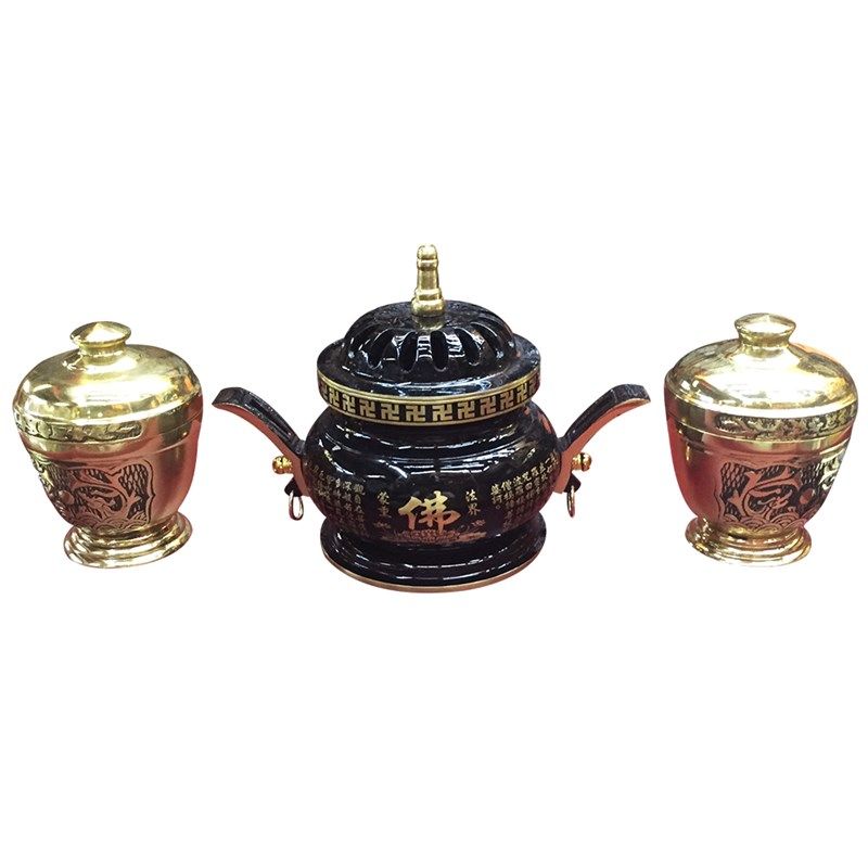速发佛具用品法器佛龛拜垫木鱼摇粉铜庆铜香炉品精香炉铃盅全套