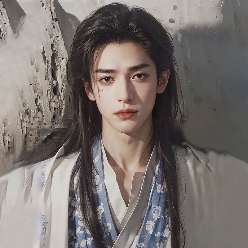 速发古生假发男长发全头套式自然古风男士发型帅气男装汉假服发套