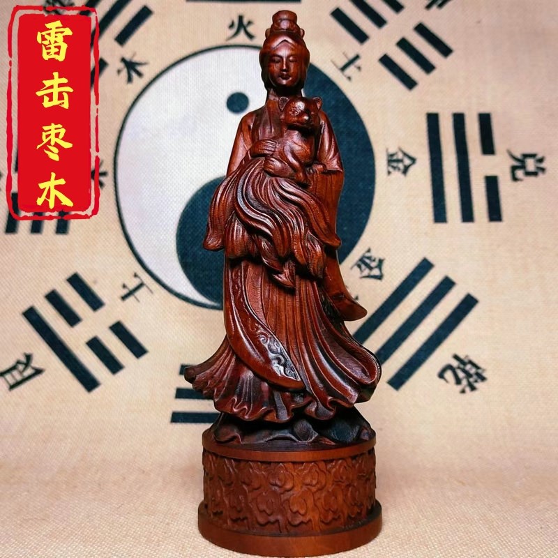 速发道家雷击枣木九尾狐娘九用九木像娘神像尾质摆件20公分