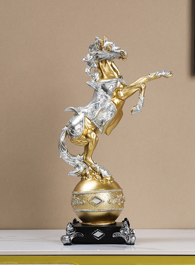 速发招财马电视柜酒柜摆家轻奢高成客厅件居装饰办公室马到档功工