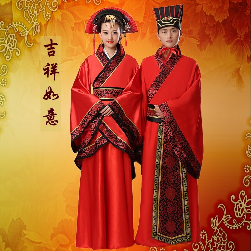 速发2婚20新款古装红色新娘新郎中式结0喜服婚礼汉服唐朝汉朝婚服