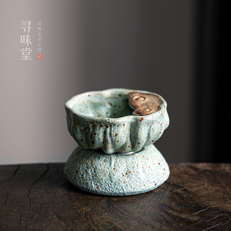 速发稻香釉莲生吉祥茶古复漏莲蓬粗陶茶滤网夫瓷功陶茶具茶渣