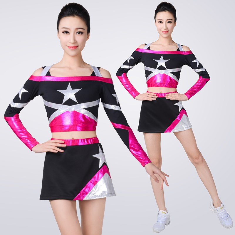 速发健校操服装黑色啦啦操艺术队操服装学美运动会团体啦啦体比赛