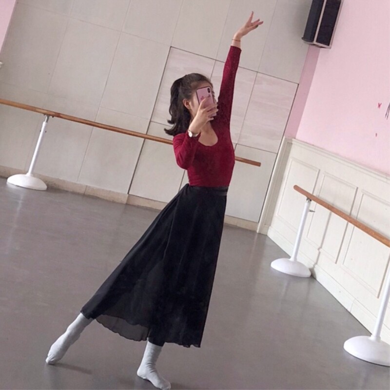 速发蕾人芭成舞裙系带裙师长裙舞蹈纱裙练功围裙体操服半身教8m均
