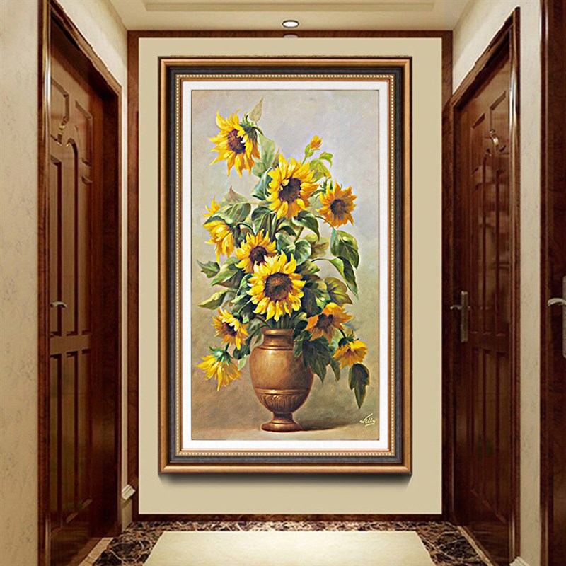 速发油式入户玄饰装关画竖版走廊过道欧式壁画简美楼梯挂画美画花