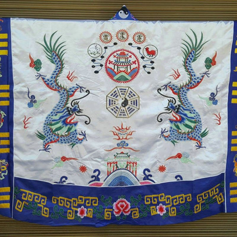 速发龙高功道服 双龙法衣 双道降衣 道士道袍 高功 降衣白色