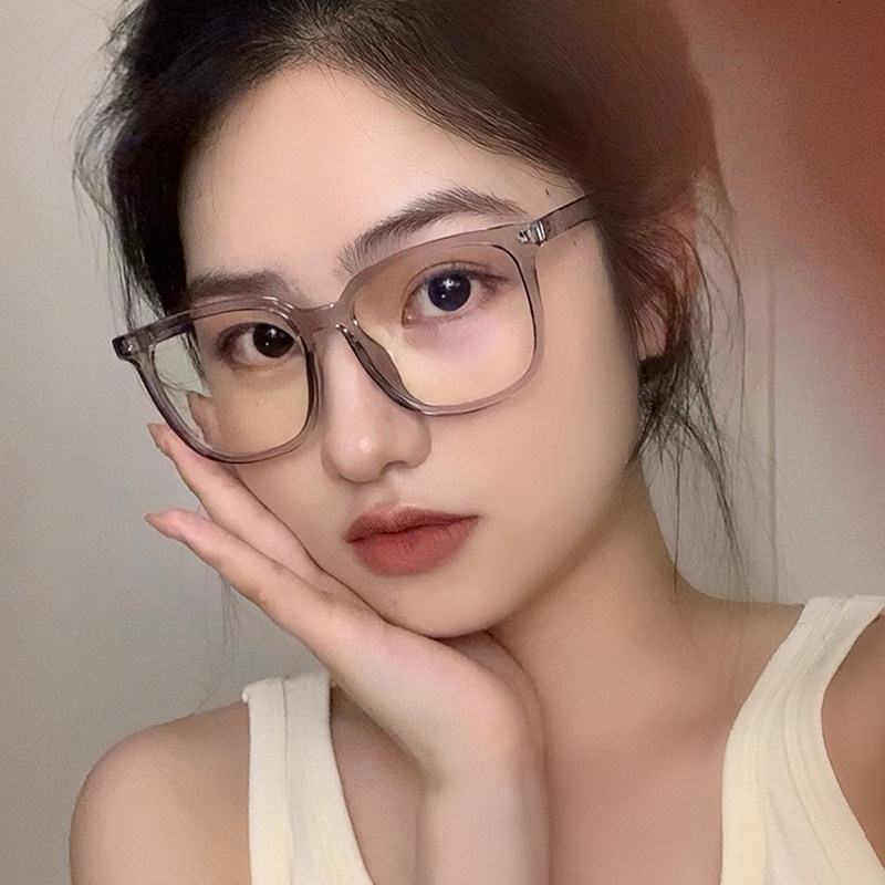 速发透明灰色框视款可配度数圆脸素颜显脸小装饰眼睛镜近架