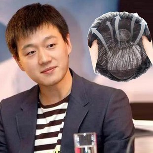 速发许昌男生假发真发全真人发自然斜刘海全光套头头男发短士轻薄