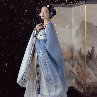 速发2024中款士古装唐制诃春裙汉服绣花大袖衫新国风子夏秋新款连