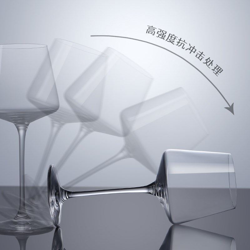 速发艮脚杯家用纯手工方形勃高第玻璃葡萄酒杯水晶套装