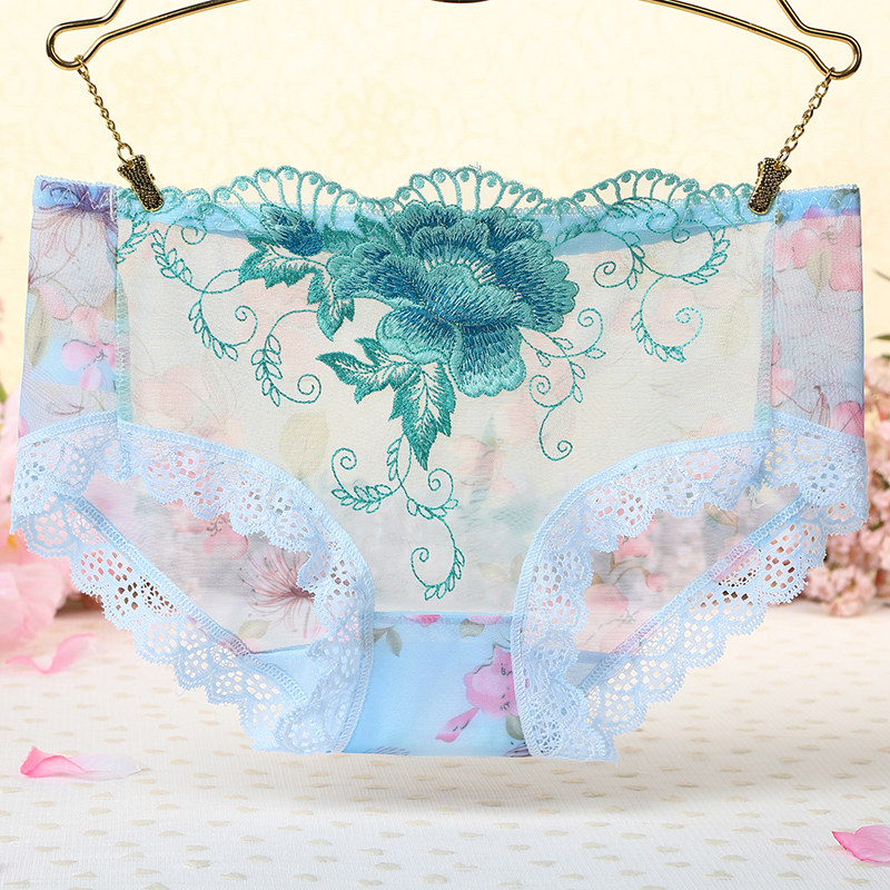 速发感丝内裤轻三透明性蕾无痕刺绣绣花大码薄角裤性惑激情