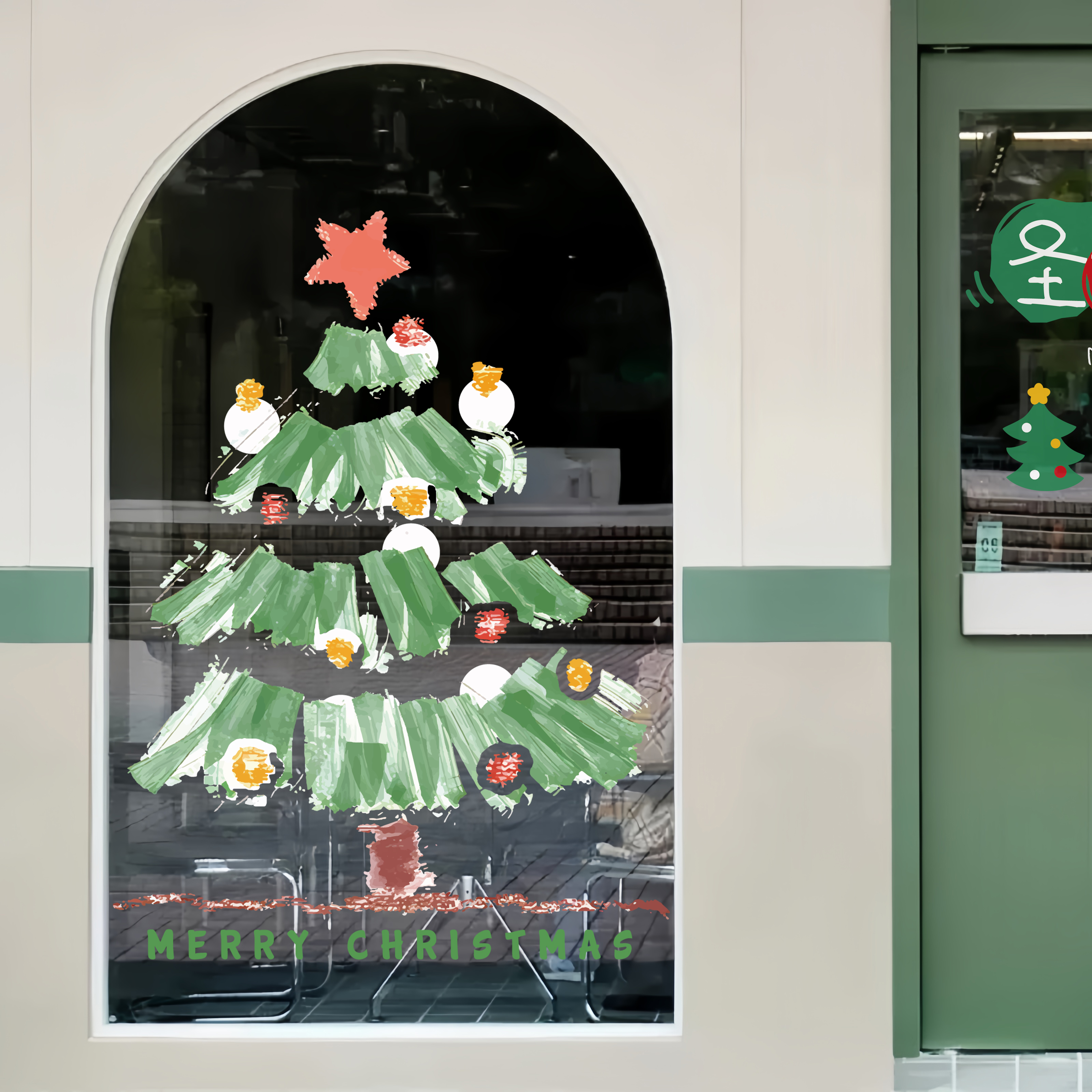 速发2025树款静电玻璃门贴纸圣诞圣装饰品店铺橱窗贴画节诞新窗花