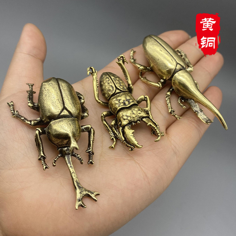 速发黄铜办手桌面小摆件昆虫茶宠玩品纯铜工艺品小礼品公把饰件
