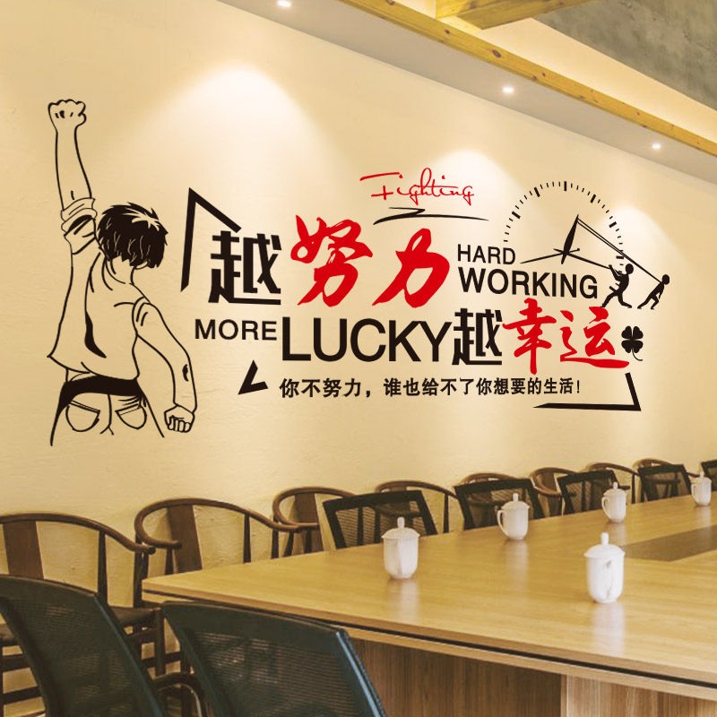 速发公司量队激励正能团文化墙越努办越幸运墙贴纸力公室励志标语