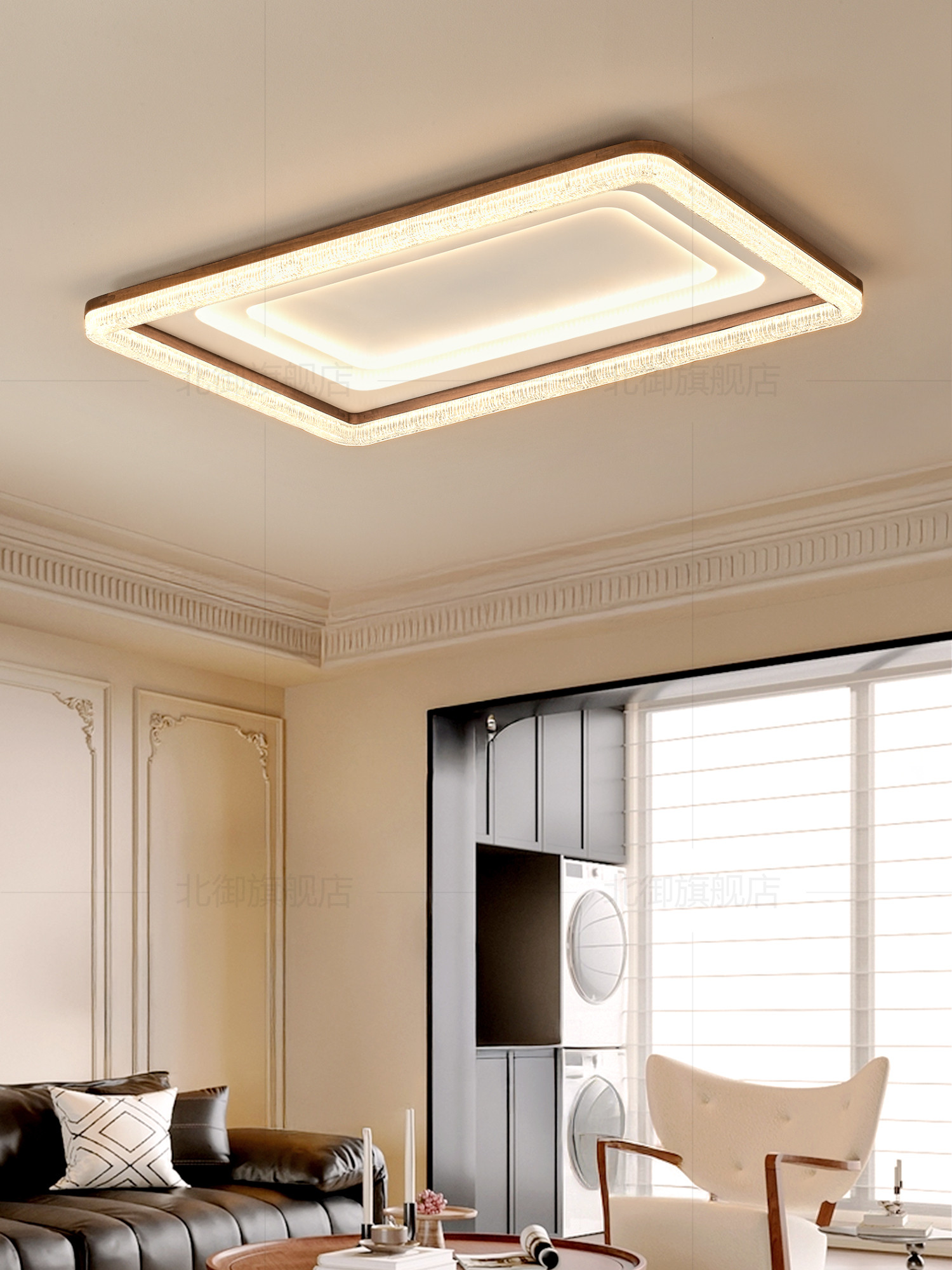 【年轮】中世纪风格客厅吸顶灯黑胡桃木高档可及豪华卧室灯简约大