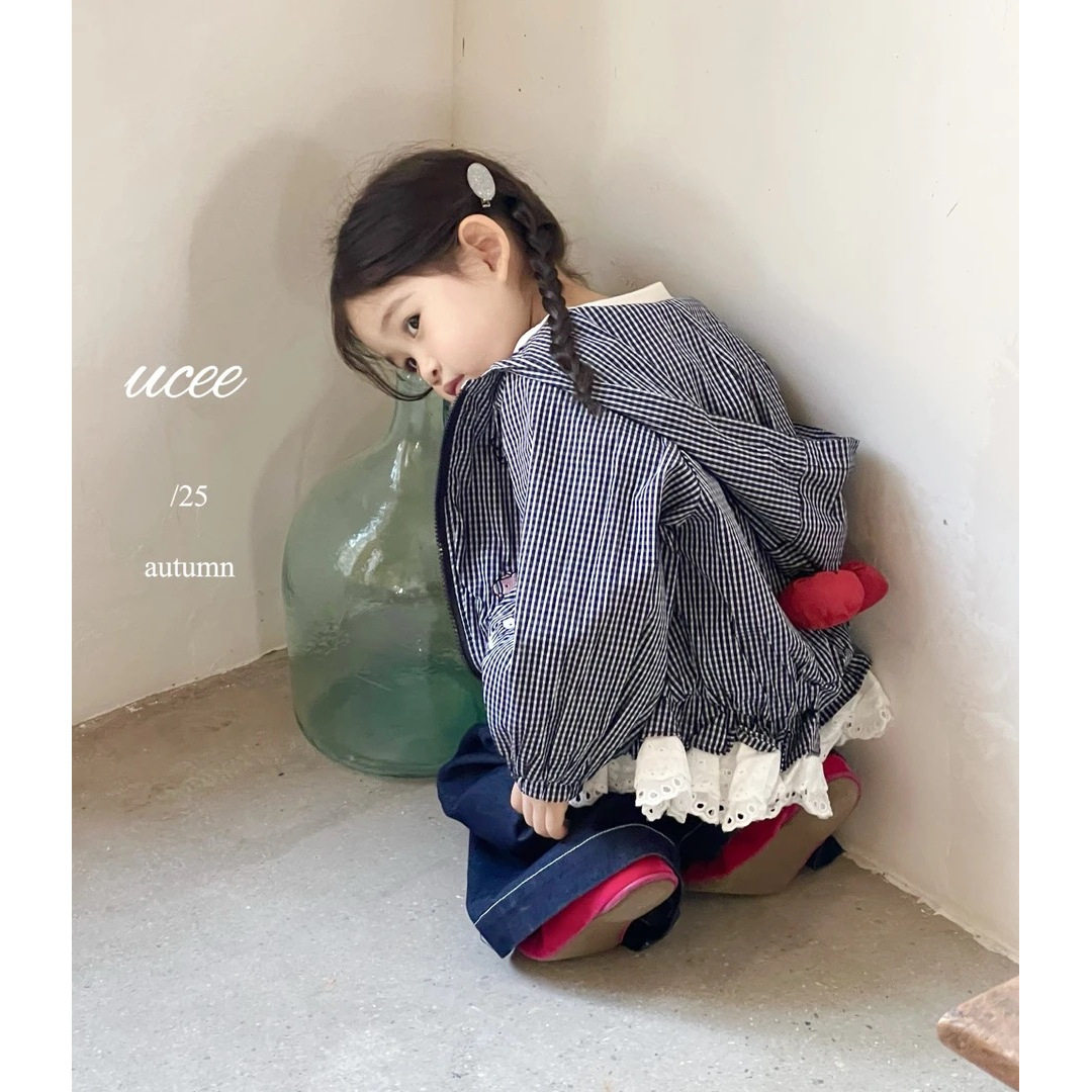 女童韩版格子外套春秋新款女小童夹克/皮衣