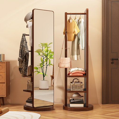 全身镜落地镜家用衣帽架一体穿衣镜可旋转移动女生卧室大试衣镜子