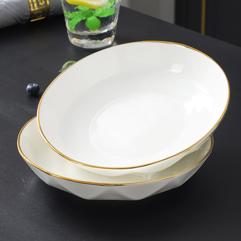 酒店饭店会所陶瓷高级感金边米饭碗中式轻奢面碗汤碗菜盘碗盘餐具,餐饮具,盘,淘宝优惠券,粉丝福利购,淘宝优惠卷